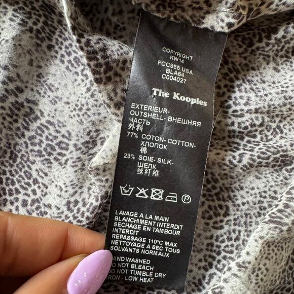 The Kooples Women’s Silk blend leopard Button Front Blouse Sz Small Long Sleeve - Picture 8 of 9
